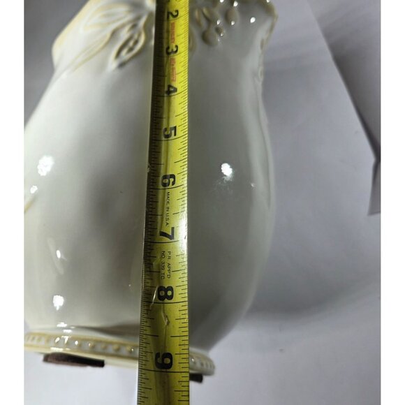 Embossed Ceramic Pitcher Certified International 9" Leaf floral cream rustic - Picture 7 of 8